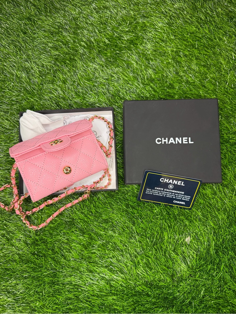 Pink Quilted Mini Shoulder Bag with Chain